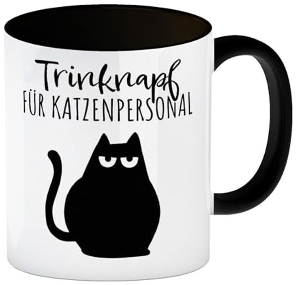 speecheese Tasse Katze Kaffeebecher in schwarz mit Spruch Trinknapf für Katzenbesitzer