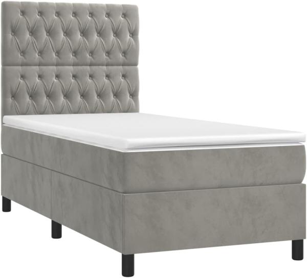 vidaXL Boxspringbett mit Matratze Hellgrau 80x200 cm Samt 3143169