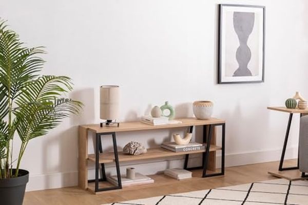 Hanah Home Stylish TV Stand with Metal Frame, Sapphire & Black, 123.6 x 30 x 48.6 cm | 100% Melamine Coated Particle Board, 18 mm Thick | Modern & Durable Design