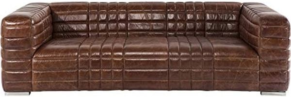 Kare Design Polstersofa Square Dance 3-sitzer Couch, XXL Polstercouch, großes, modernes 2er/3er Loungesofa, Echtledercouch, Ledersofa, Ledercouch, Braun 67 x 234 x 112 cm (H/B/T)