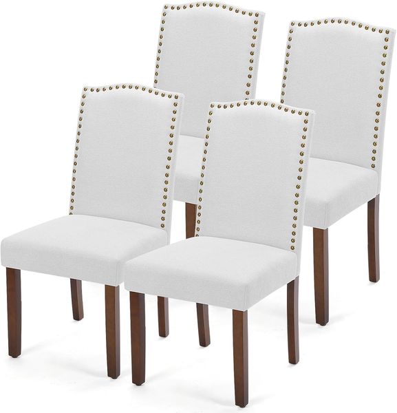 DUMOS Esszimmerstühle 4er Set, Elegant und Schön Modern Stühle Esszimmer, Leinenstoff Gepolstert küchenstühle, Kratzfester Boden Esszimmerstuhl Geeignet für Küche, Wohnzimmer, Schlafzimmer (Grau)