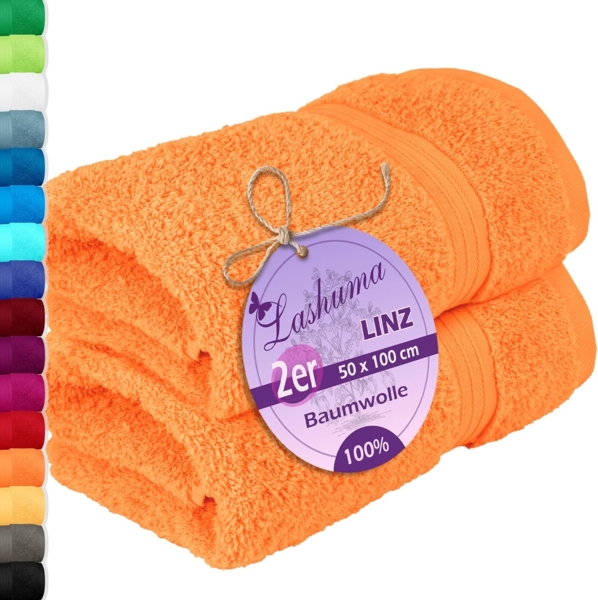 Lashuma Handtücher Linz, Frottee (2-St), Frottee Handtücher orange 50x100 cm