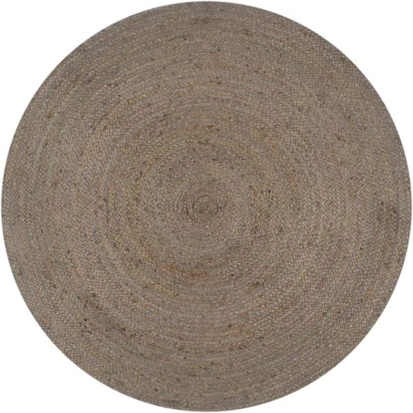 vidaXL Teppich Handgefertigt Jute Rund 150 cm Grau 133664