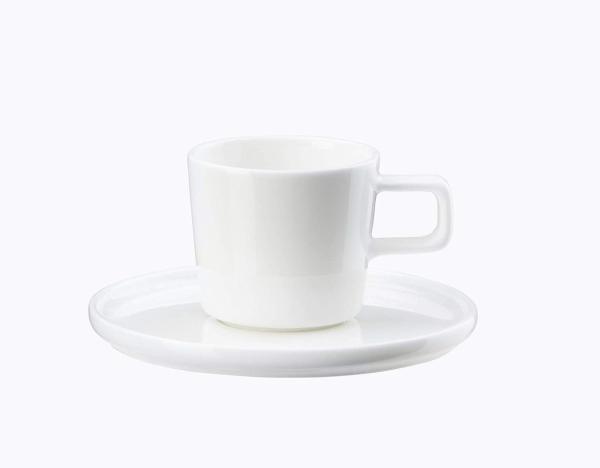 ASA Selection oco Kaffeetasse mit Unterteller, Kaffeebecher, Teetasse, Kaffee Tasse, Tee, Fine Bone China, Weiß, 2029013