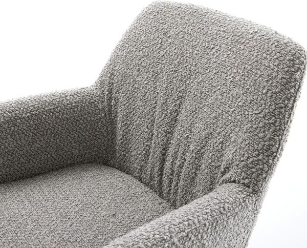 Esszimmerstuhl Xana-Flex mit Armlehnen Bouclé Silbergrau 4-Fuß konisch Schwarz Taschenfederkern Bild 5