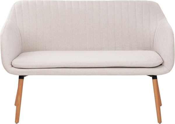 2-Sitzer Küchensofa Stoff hellbeige heller Holzfarbton TABY