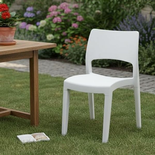 Dmora - Outdoor-Stuhl Tropea, Stuhl für Esstisch, Outdoor-Sessel, Gartensitz, 100% Made in Italy, 50 x 51 x 82 cm, Weiß