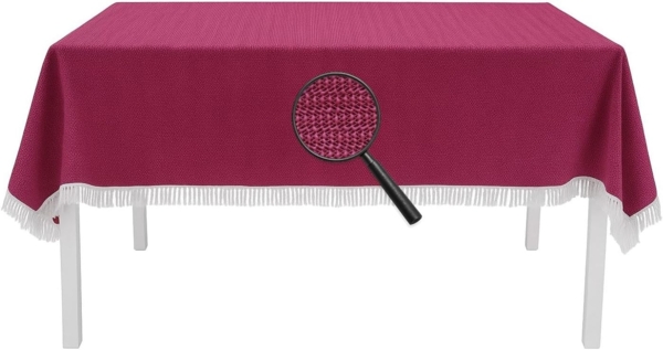 Gartentischdecke mit Fransen 130x180 cm eckig bordeaux