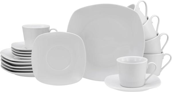 CreaTable 19510 Kaffeeservice Amelie für 6 Personen + Uni, Porzellan, weiß (1 Set, 18-teilig)