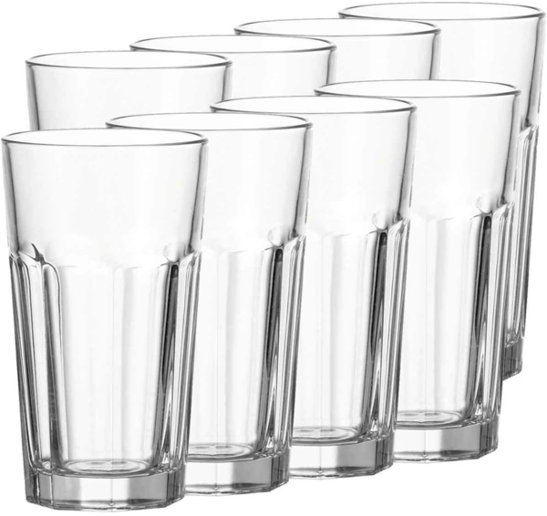 Leonardo Rock Longdrinkglas XL 8er Set, Cocktailglas, Becher, Klarglas, Glas, 390 ml, 17204