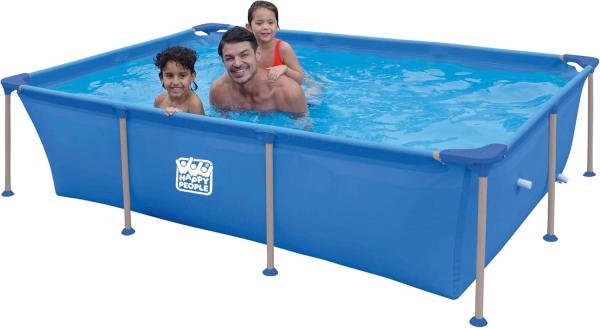 Wehncke Stahlrahmenpool 258 x 179 x 66 cm Blau Swimmingpool Pool