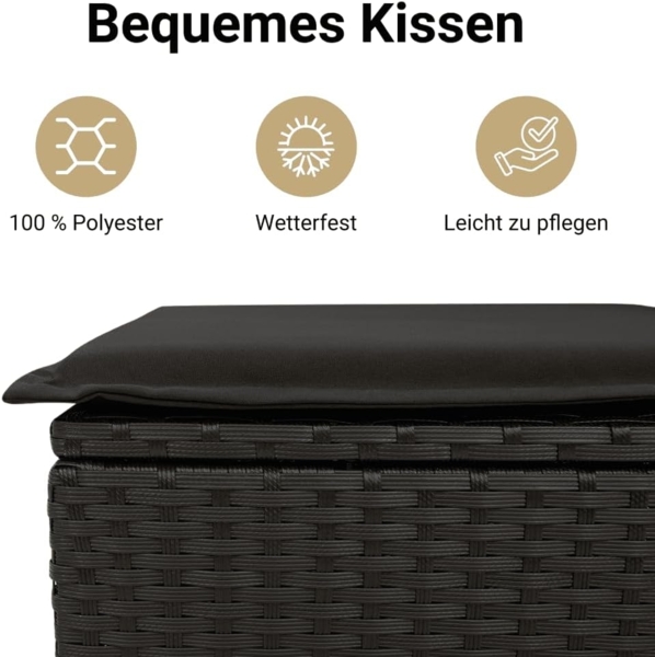 vidaXL 5-tlg. Garten-Sofagarnitur mit Kissen Schwarz Poly Rattan 3251262 Bild 5