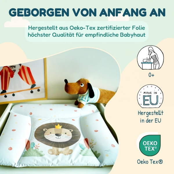 Ceba Baby® weiche Wickelauflage 75x72 cm - Baby Wickelunterlage- Wickeltischauflage für Junge und Mädchen - Wasserdicht, abwaschbar - OEKO-TEX® Standard 100 - Made in EU -Elefant im Ballon Bild 3