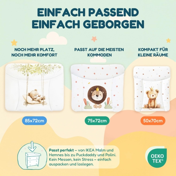 Ceba Baby® weiche Wickelauflage 75x72 cm - Baby Wickelunterlage- Wickeltischauflage für Junge und Mädchen - Wasserdicht, abwaschbar - OEKO-TEX® Standard 100 - Made in EU -Elefant im Ballon Bild 2