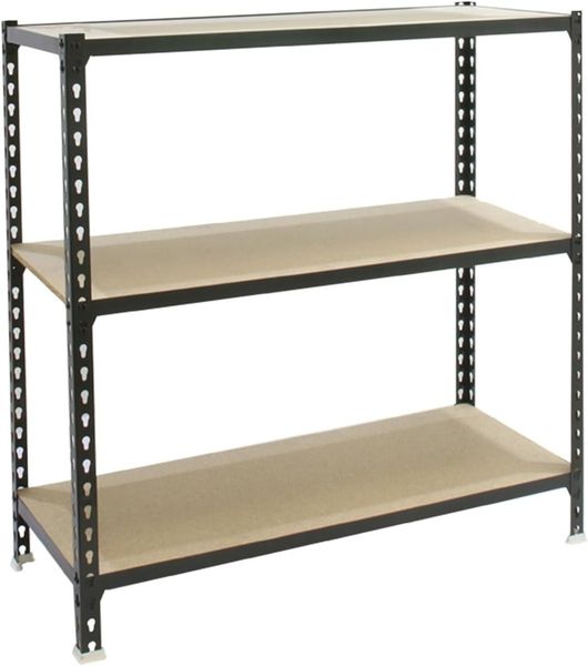 SimonRack Schwerlastregal, Lagerregal, 100 x 80 x 50 cm, Metallregal, Kellerregal, Biegestelle 150 kg, 3 Holzfachböden, Anthrazit/Holz - Maderclick