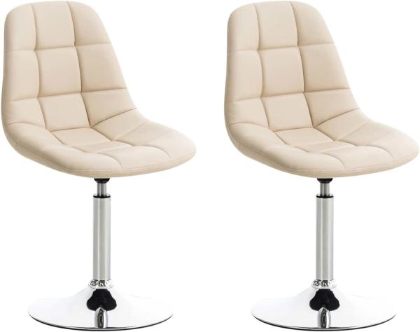 CLP 2er Set Loungesessel Emil mit Sitz aus Kunstleder in gestepptem Design,creme