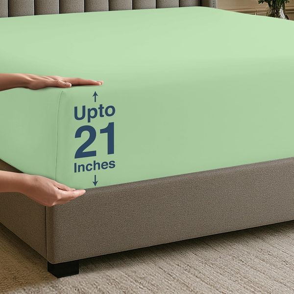 Utopia Bedding Queensize-Spannbetttuch, tiefe Taschen, extra tiefes Spannbetttuch, passend für Matratzen bis zu 53,3 cm, schrumpft und lichtbeständig, pflegeleicht, nur 1 Spannbetttuch, tiefe Tasche