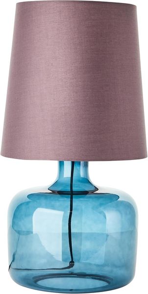 Lightbox Tischleuchte, ohne Leuchtmittel, dunkelblaue Tischlampe Stoff-Schirm - 56 cm Höhe & 30 cm Durchmesser