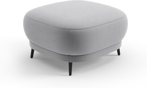 CAVADORE Hocker Blue/Polsterhocker im modernen Design mit mattschwarzen Metallfüßen, ideal als Fußhocker oder Sitzgelegenheit / 90 x 49 x 90 / Flachgewebe, Grau