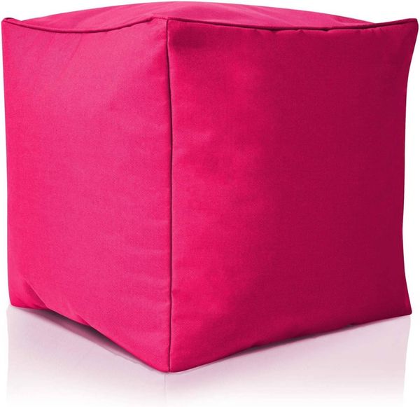 Green Bean© Outdor Pouf-Hocker 40 x 40 x 40 cm mit EPS-Perlen Füllung - Erweiterung & Addon für Sitzsäcke: Fußhocker Fußkissen - Bodenkissen Kinder & Erwachsene - Fußablage Sitzkissen Pink