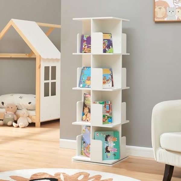 Drehbares Bücherregal Talöpintaa 129x40x40 cm Weiß [en. casa]