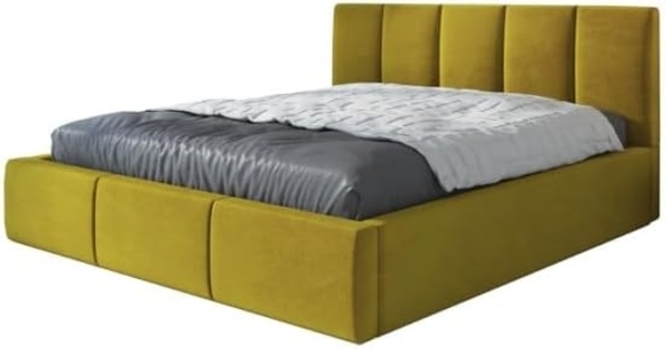 Polsterbett KENET 180x200 mit Matratze, Bettkasten und Lattenrost. Farbe: Bernesteigraun 34