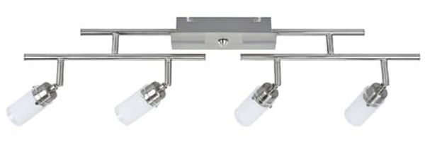 MeLiTec LED Deckenleuchte D122, warmweiß, nickel matt zwei Arme und vier Spots