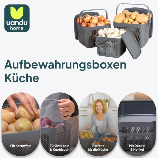 uandu home Vorratsdose Kartoffel Aufbewahrungsbox Küche, Zwiebeln, Knoblauch Aufbewahrung, (Korb für Spielzeug, Wäschekorb, Regal Korb, Aufbewahrungskorb für Bad, Vorratskorb, Küchen Aufbewahrung & Organizer) Bild 7