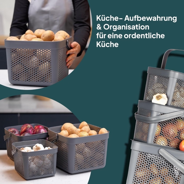 uandu home Vorratsdose Kartoffel Aufbewahrungsbox Küche, Zwiebeln, Knoblauch Aufbewahrung, (Korb für Spielzeug, Wäschekorb, Regal Korb, Aufbewahrungskorb für Bad, Vorratskorb, Küchen Aufbewahrung & Organizer) Bild 6