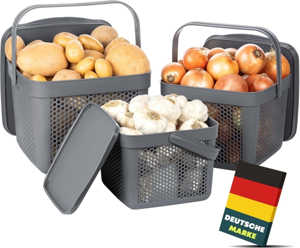 uandu home Vorratsdose Kartoffel Aufbewahrungsbox Küche, Zwiebeln, Knoblauch Aufbewahrung, (Korb für Spielzeug, Wäschekorb, Regal Korb, Aufbewahrungskorb für Bad, Vorratskorb, Küchen Aufbewahrung & Organizer) Bild 1