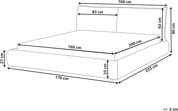 Bett mit Lattenrost Stoff VINAY 160 x 200 cm Hellgrau Bild 3