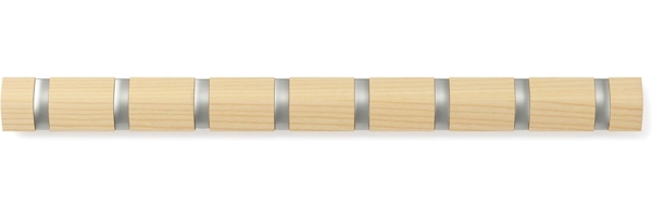 Umbra Flip 8 Garderobenhaken – Moderne, Schlichte und Platzsparende Garderobenleiste mit 8 Beweglichen Haken für Jacken, Mäntel, Schals, Handtaschen und Mehr, Natur Bild 9