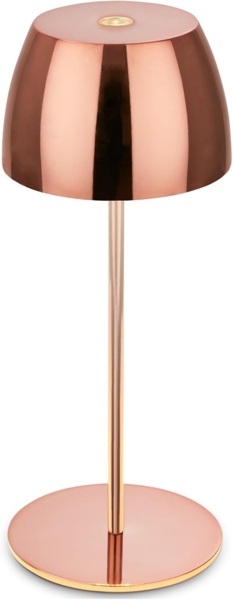 BRILONER - Mini LED Tischlampe kabellos IP44 mit Touch, stufenlos dimmbar, Akku & Lichtquelle tauschbar, Nachttischlampe, Wohnzimmer, LED Lampe, Akku Tischleuchte, 8x20 cm (DxH), Rosegold glänzend