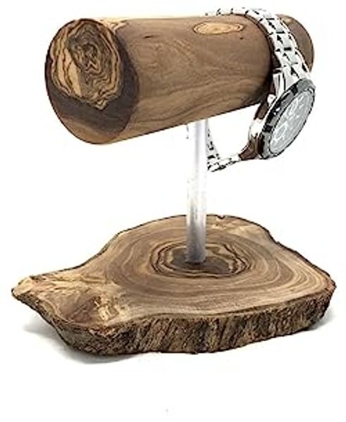Olivenholz-erleben Uhrenrolle Uhrenhalter LUXURY aus Olivenholz – edle Präsentation für Armbanduhren (1 St), Die runde Form, ø 4,5 cm, schützt das Uhrenarmband vor Knicken