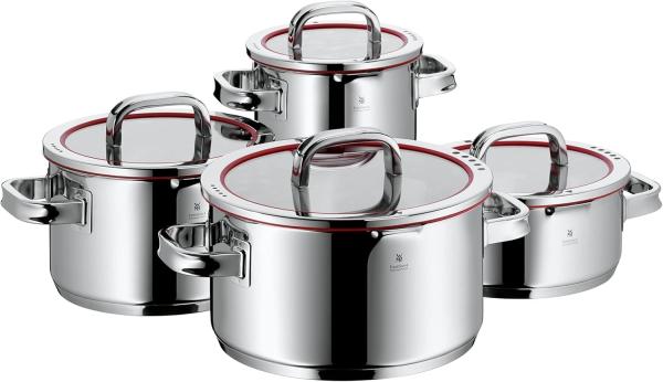 WMF Function 4 Topf-Set Bratentopf (2,5l), Fleischtöpfe (1,9l), (3,9l), (5,7l) silber 1 Set = 4