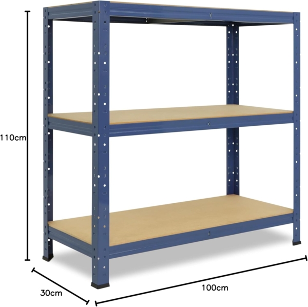 shelfplaza HOME 100x110x30 cm Schwerlastregal in blau mit 3 Böden und 175 kg Traglast pro Boden Bild 2