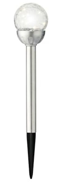 Lumineo LED Solarleuchte, Dauerlicht, warmweiß, LED Solarleuchte Gartenstecker 30cm Edelstahl Dauerbetrieb 8h warmweiß
