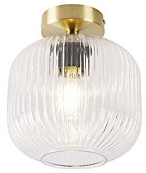 Qazqa Deckenleuchte Karel, ohne Leuchtmittel, Warmweiß, QAZQA Deckenleuchte, e27, Gold, Glas, Art Deco