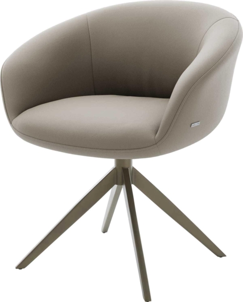 Drehstuhl Vinka-Flex mit Armlehnen Echt-Leder Schlamm Kreuzgestell breit Effektfinish Titan 360° drehbar Wippfunktion Taschenfederkern