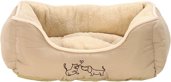 Dehner Tierbett Hunde-/Katzenbett Sammy, beige, versch. Größen, hochwertiges Hundebett/Katzenbett, mit herausnehmbarem Liegekissen