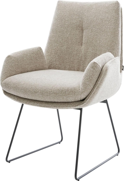 Esszimmerstuhl Clea-Flex Webstoff Soft Beige Kufengestell Schwarz