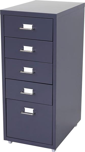 Rollcontainer Boston T851, Schubladenschrank Stahlschrank, 69x28x41cm 5 Schubladen ~ dunkelgrau