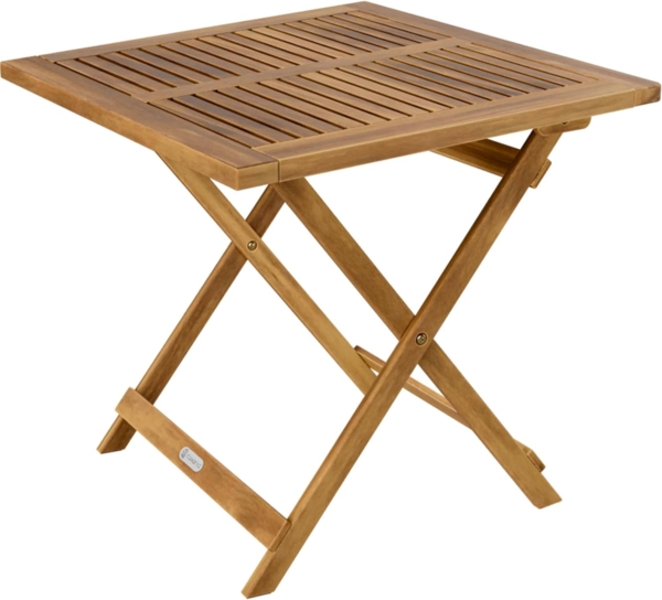 Casaria Klapptisch, klappbar, 80kg belastbar, Akazienholz natur, 70 x 70 x 73 cm