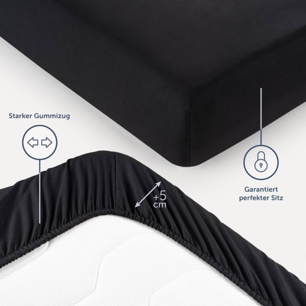 Blumtal® Spannbettlaken 80x200 cm - Spannbettlaken Microfaser - Oekotex zertifiziertes Bettlaken 80x200 cm - Spannbettlaken 80x200 cm - Spannbettücher 80x200 -Leintuch 80x200 -Fitted Sheets - Schwarz Bild 3