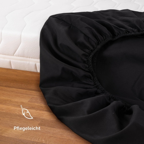 Blumtal® Spannbettlaken 80x200 cm - Spannbettlaken Microfaser - Oekotex zertifiziertes Bettlaken 80x200 cm - Spannbettlaken 80x200 cm - Spannbettücher 80x200 -Leintuch 80x200 -Fitted Sheets - Schwarz Bild 5