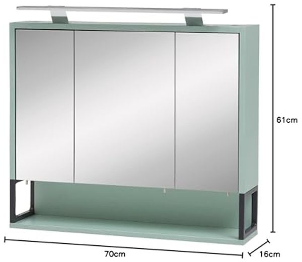 SCHILDMEYER Spiegelschrank Badspiegel Badezimmerspiegel mintfarben 70 x 61,1 x 16 cm Bild 3
