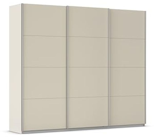 Rauch Möbel Kulmbach, Kleiderschrank mit Schwebetüren für Schlafzimmer, Kinderzimmer, Garderobe, Flur, 3-türig, mit Soft-Close-Funktion, Zubehör Premium, Farbe Beige, Breite 271 cm