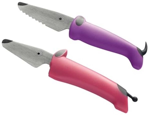 KUHN RIKON kinderkitchen® Messerset fuchsia/violett 2 Stk, Kindermesser, für Kinder ab 3 Jahren, sicheres Schneiden