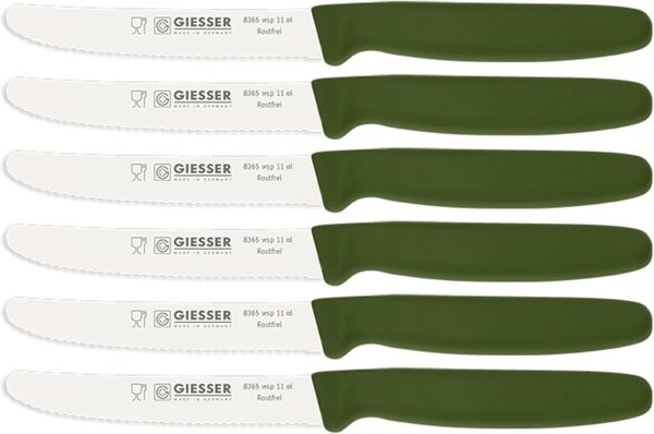 GIESSER Tomatenmesser Allzweckmesser Brötchenmesser 8365 wsp 11, Spülmaschinenfest, langlebig, 3 mm Wellenschliff extrem scharf