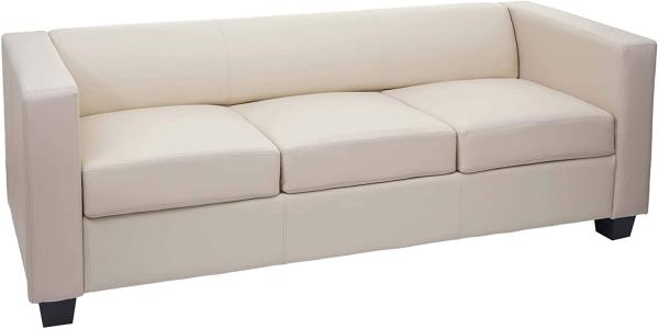 3er Sofa Couch Loungesofa Lille ~ Kunstleder, creme